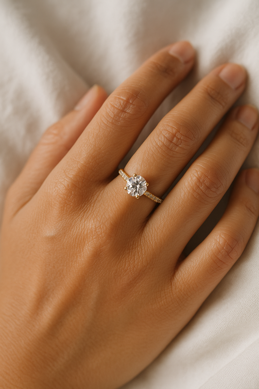 0.5 Carat Round Moissanite Petite Ring