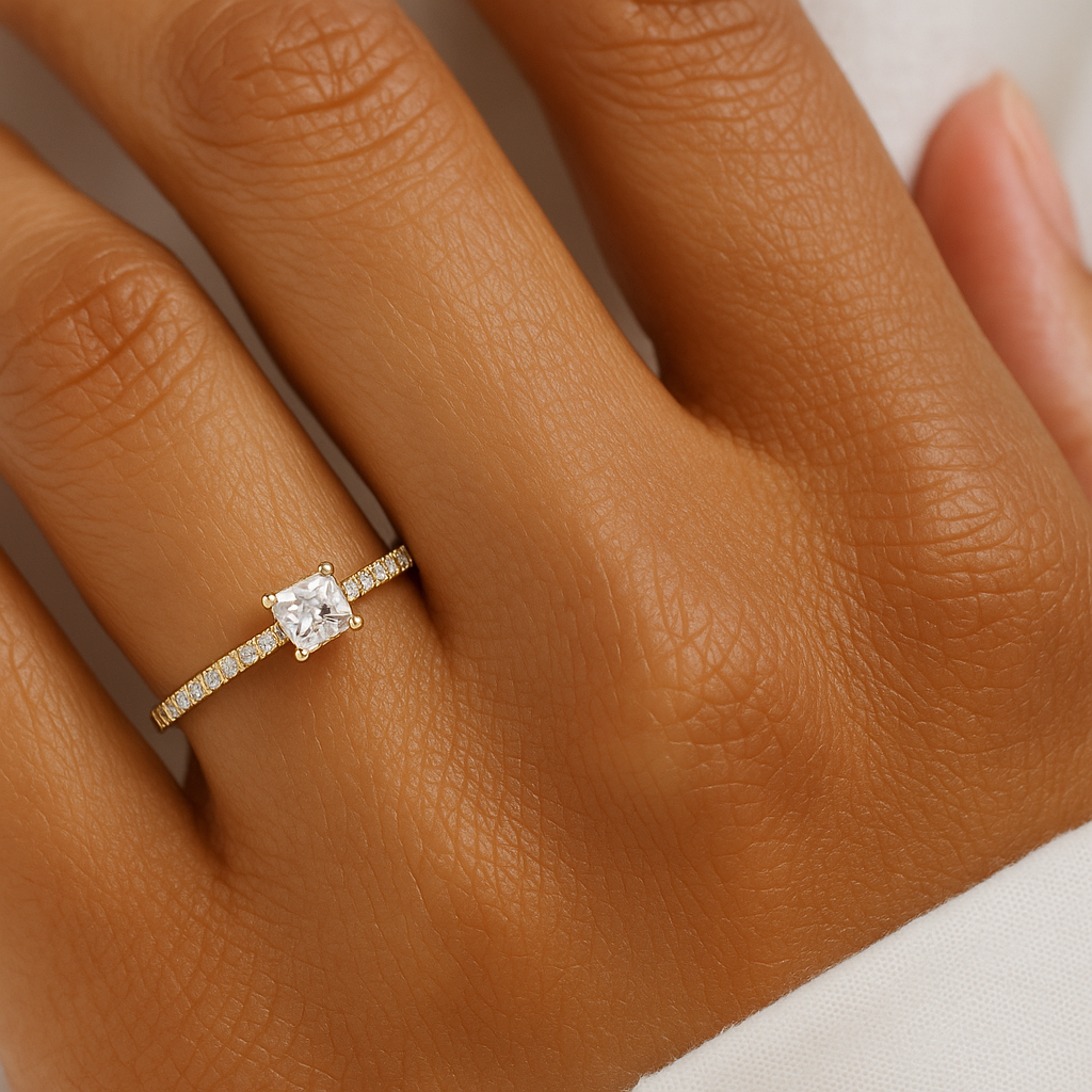 0.4 Carat Princess Moissanite Petite Ring