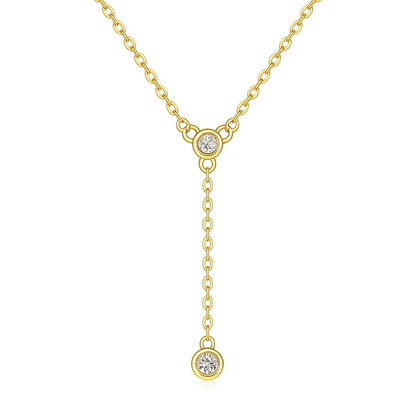 Y-Drop Moissanite Bezel Set Necklace
