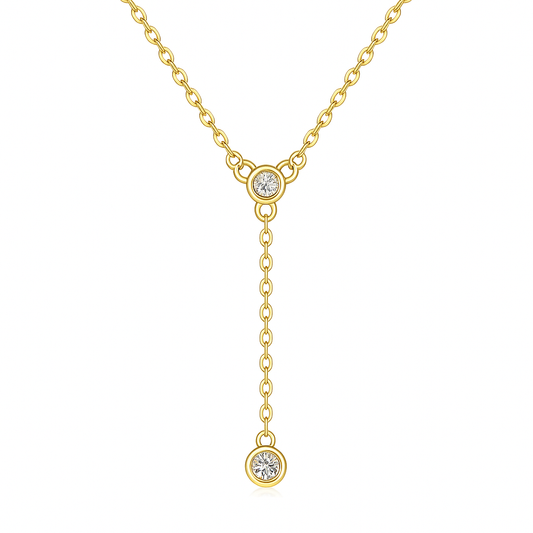 Y-Drop Moissanite Bezel Set Necklace