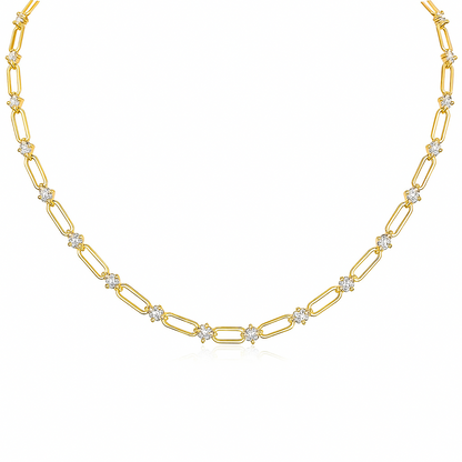 Gold Link Moissanite Choker Necklace