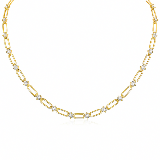 Gold Link Moissanite Choker Necklace