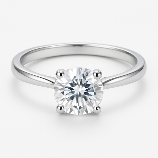 0.5 Carat Round Cut Moissanite Silver Ring