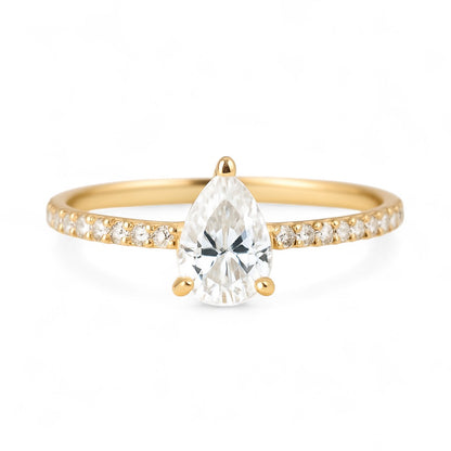 0.4 Carat Pear Moissanite Petite Ring