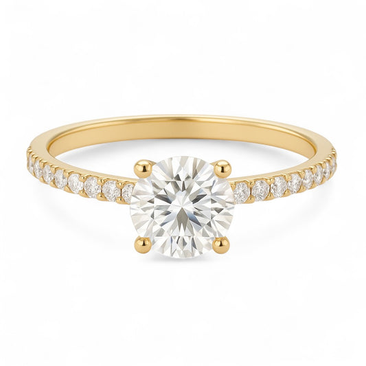 0.5 Carat Round Moissanite Petite Ring