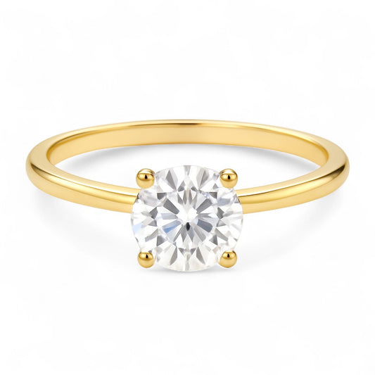 0.5 Carat Round Cut Moissanite Silver Ring