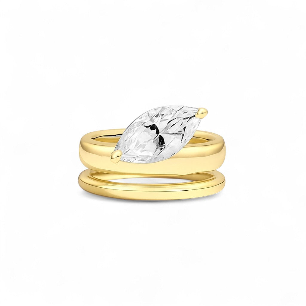 Double Band 1.5 Carat Marquise Ring