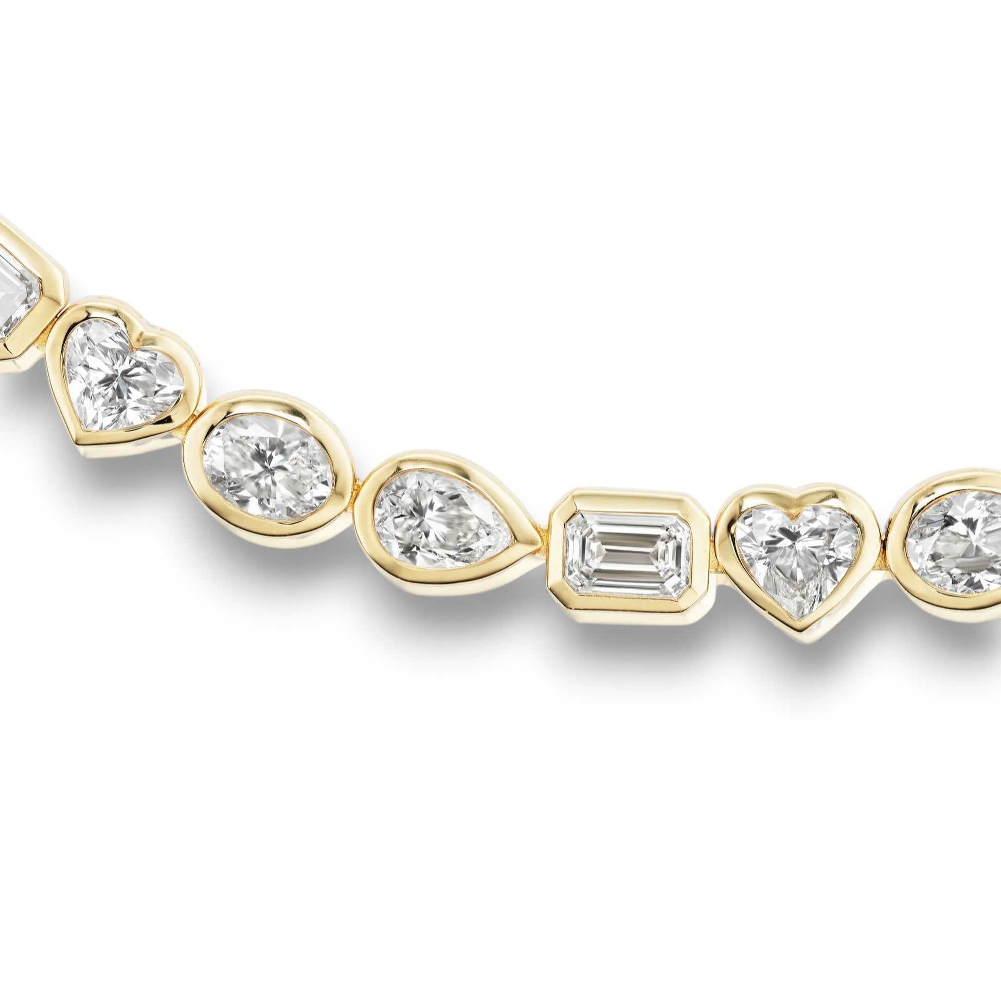 Fancy Cut Moissanite Bezel Set Tennis Necklace