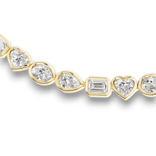 Fancy Cut Moissanite Bezel Set Tennis Necklace