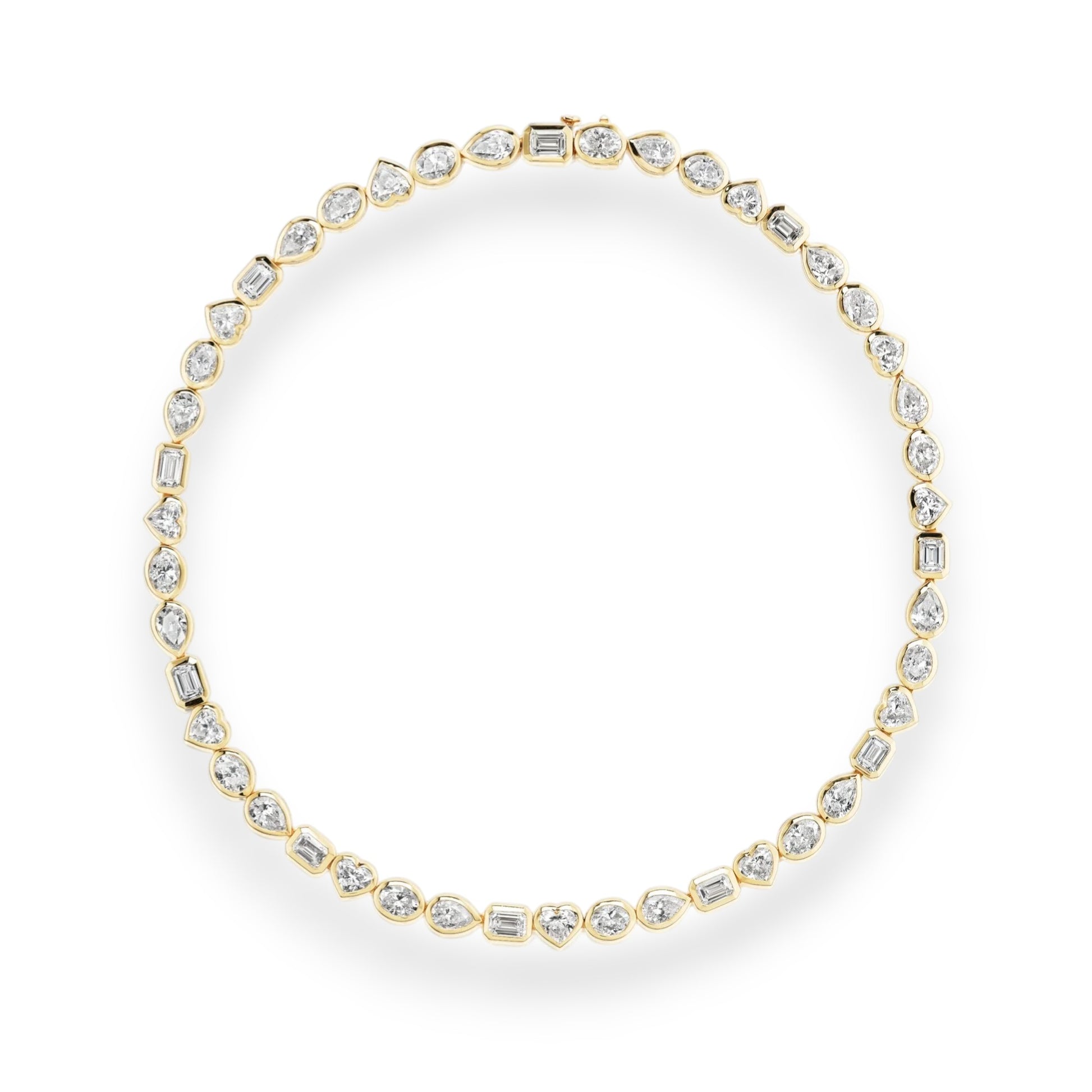 Fancy Cut Moissanite Bezel Set Tennis Necklace