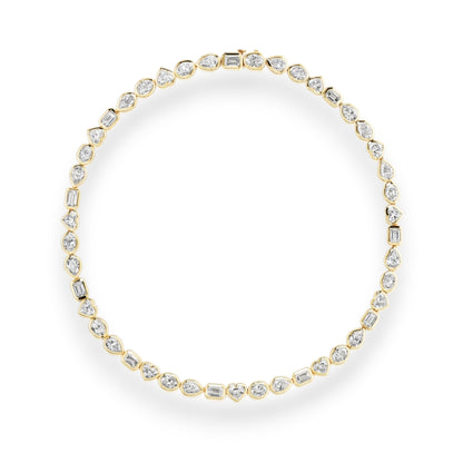 Fancy Cut Moissanite Bezel Set Tennis Necklace