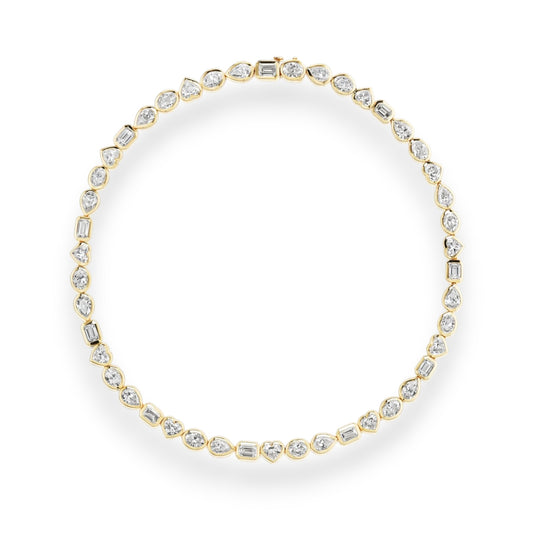 Fancy Cut Moissanite Bezel Set Tennis Necklace