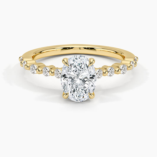 Oval Cut Accent Band Moissanite Ring