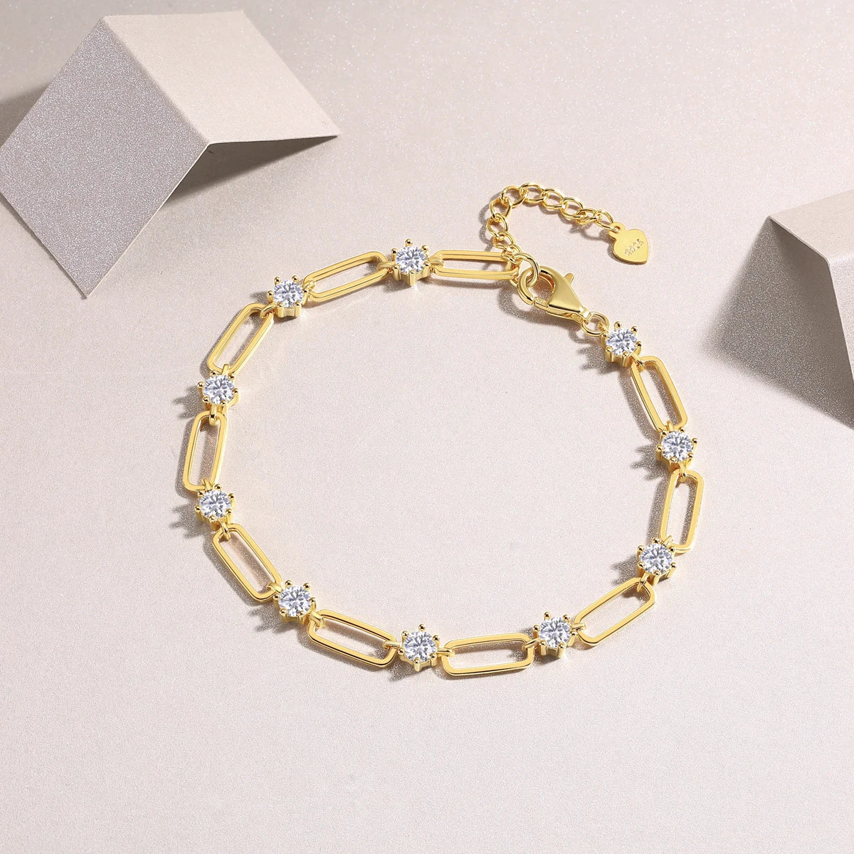 Moissanite Chain Link Bracelet