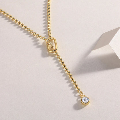 Beaded Necklace with Moissanite Drop & Link Detail
