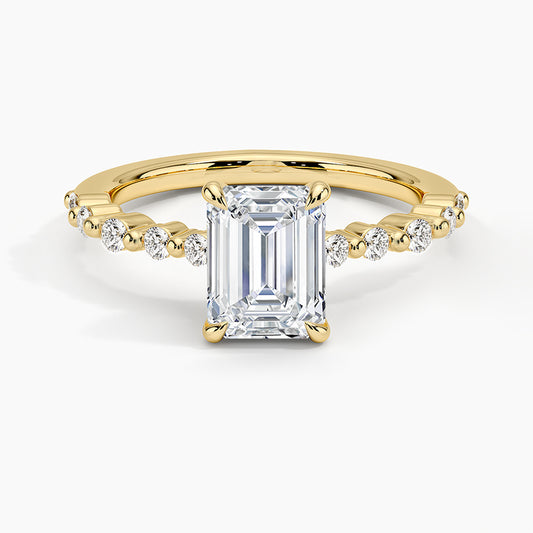 Emerald Cut Accent Band Moissanite Ring