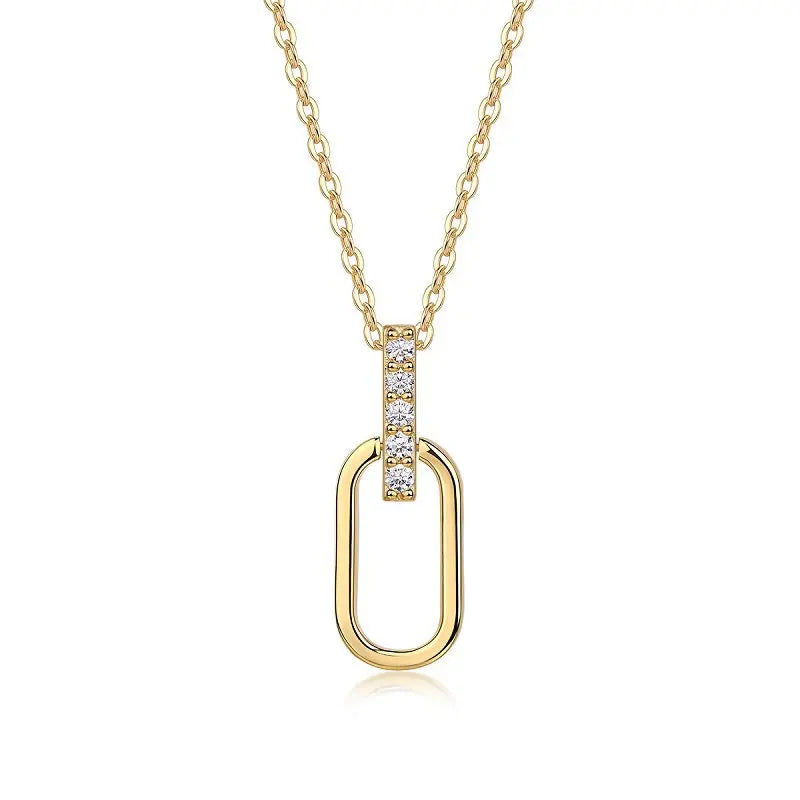 Gold Pavé Moissanite Link Pendant Necklace