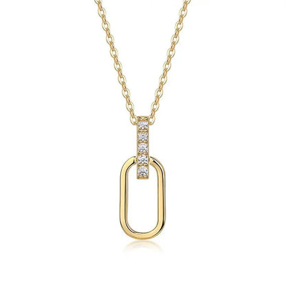 Gold Pavé Moissanite Link Pendant Necklace