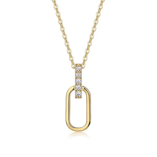 Gold Pavé Moissanite Link Pendant Necklace