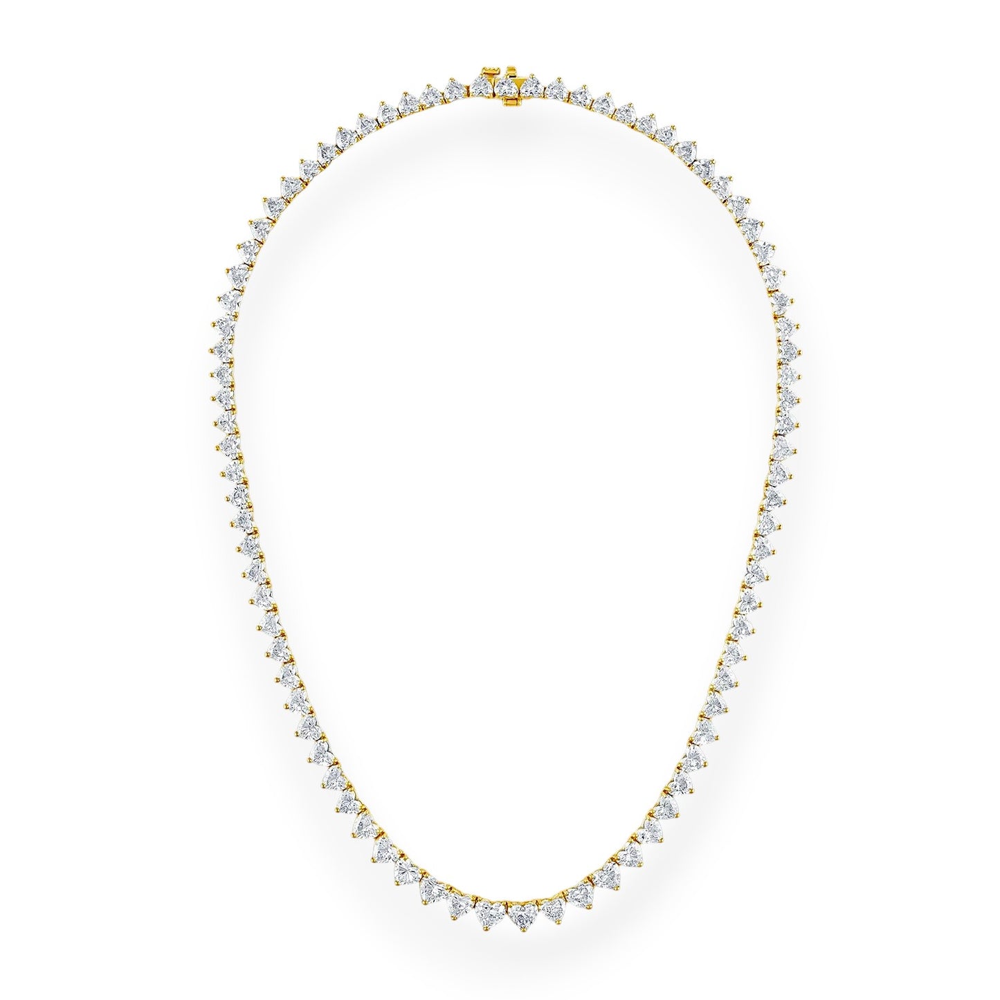 heart moissanite Diamond tennis necklace on a white background