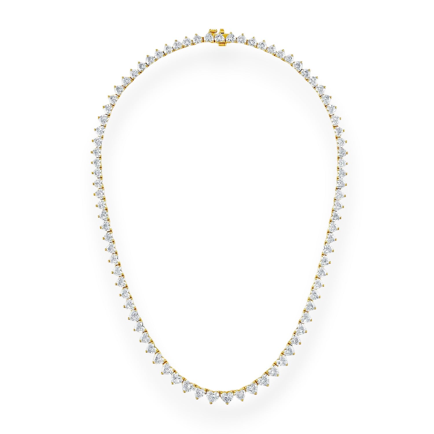 heart moissanite Diamond tennis necklace on a white background
