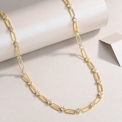 Gold Link Moissanite Choker Necklace
