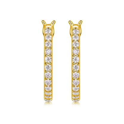 Gold-plated sterling silver hoop earrings with full pavé moissanite, diamond-style ethical jewellery perfect for daily or formal wear in Australia