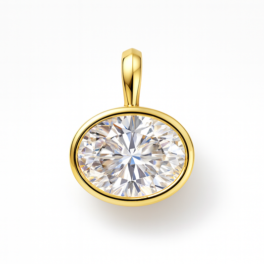 Oval Cut Moissanite Bezel Attachable Pendant