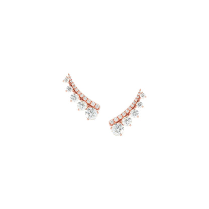 Pair of rose gold and silver earrings on a white background