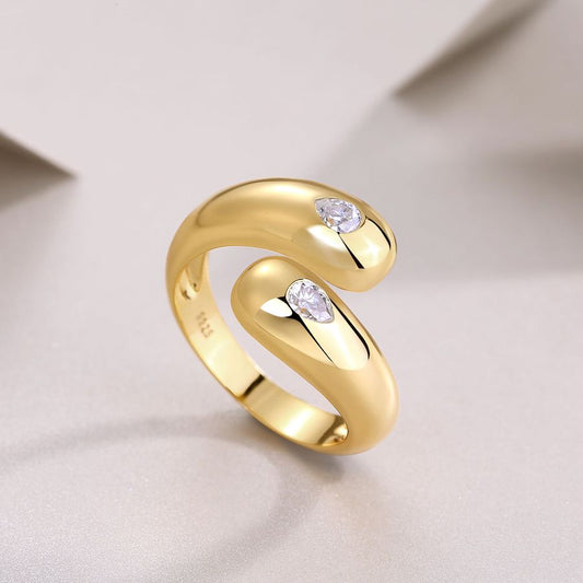 Pear Cut Moissanite Open Dome Ring