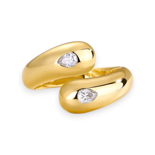 Pear-cut moissanite gold dome ring for women | Bold moissanite jewellery Australia | Ethical statement rings Sydney