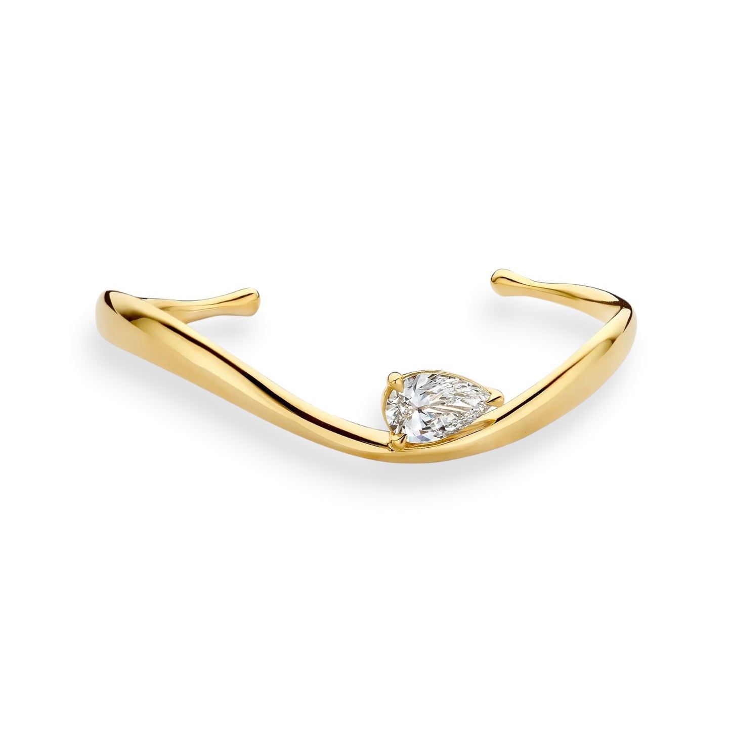 Pear Cut Moissanite Sculpted Gold Cuff