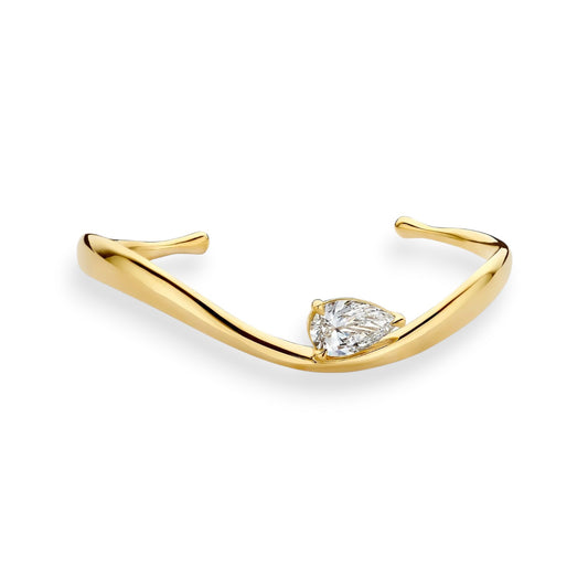 Pear Cut Moissanite Sculpted Gold Cuff