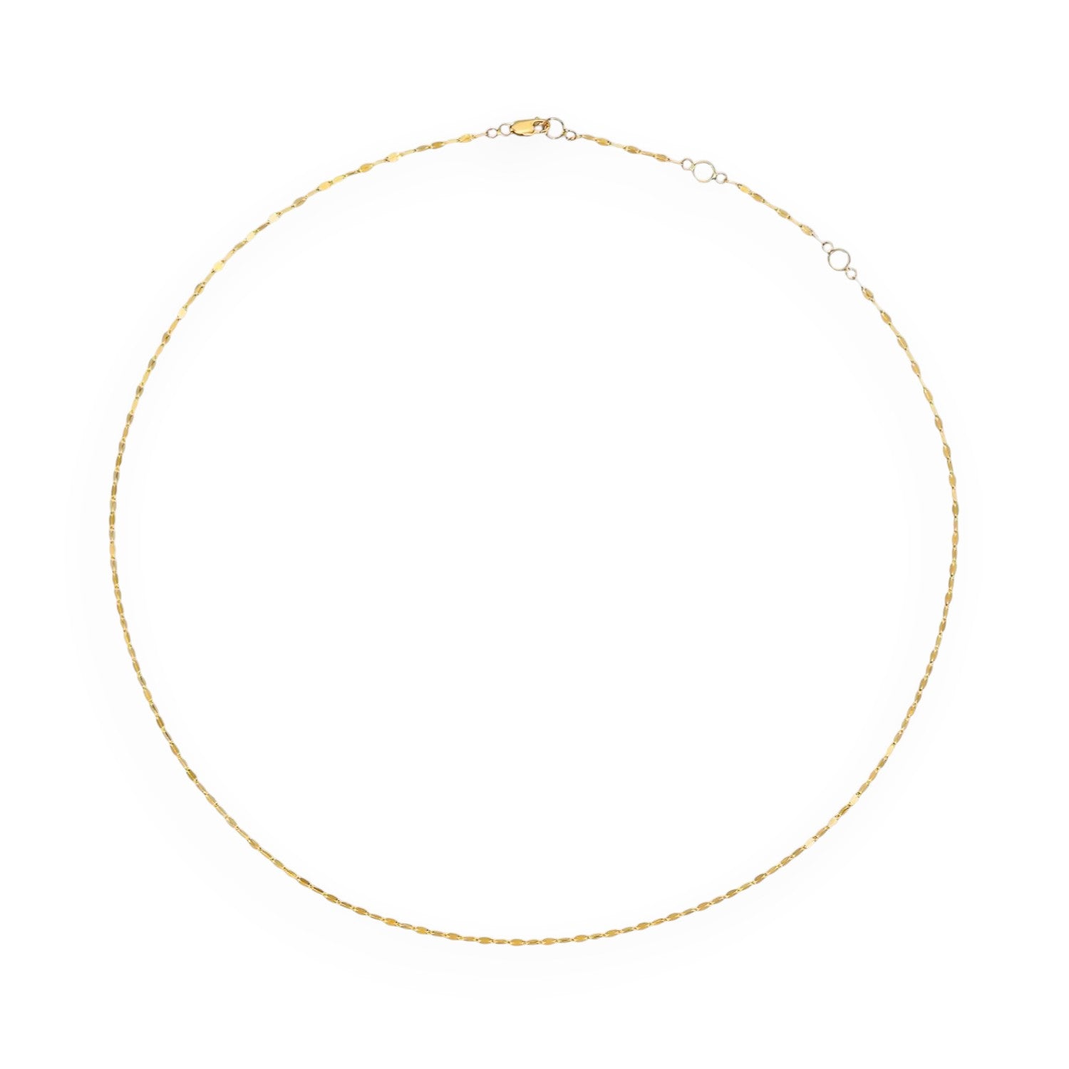 Gold necklace on a white background