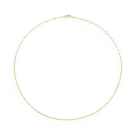 Gold necklace on a white background