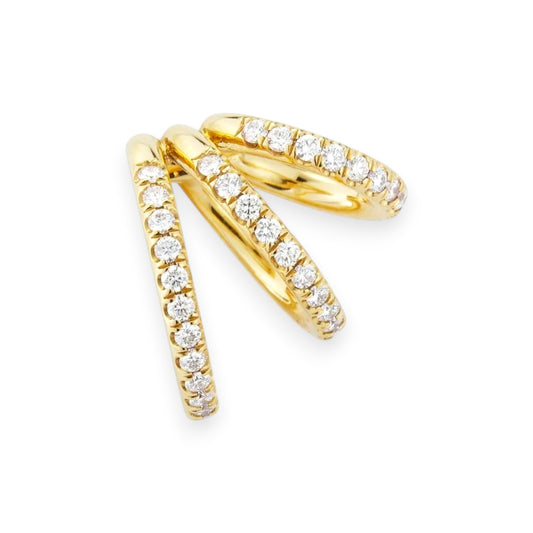 Triple moissanite ear cuff in yellow gold with pavé stones – no piercing required – Gems of Elah