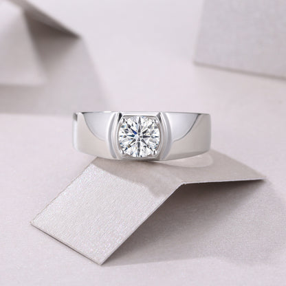 Wide Moissanite Signet Ring