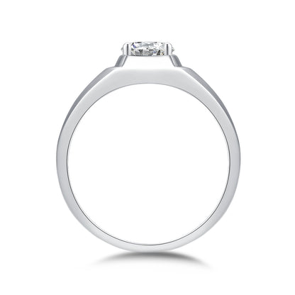 Wide Moissanite Signet Ring