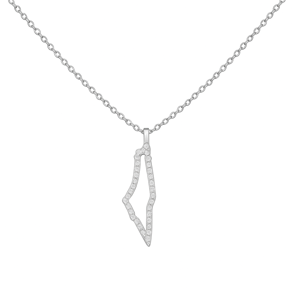 Map of Palestine Pendant with Chain