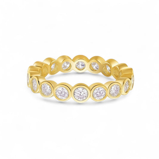 Round Moissanite Bezel Stacker Ring