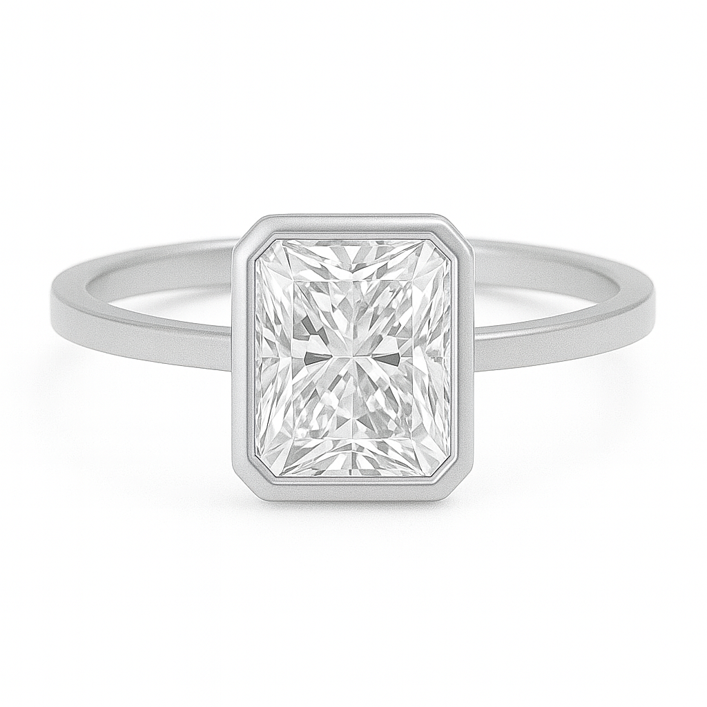 1 carat radiant cut moissanite engagement ring in gold-plated sterling silver – ethical diamond alternative jewellery in Sydney, Australia