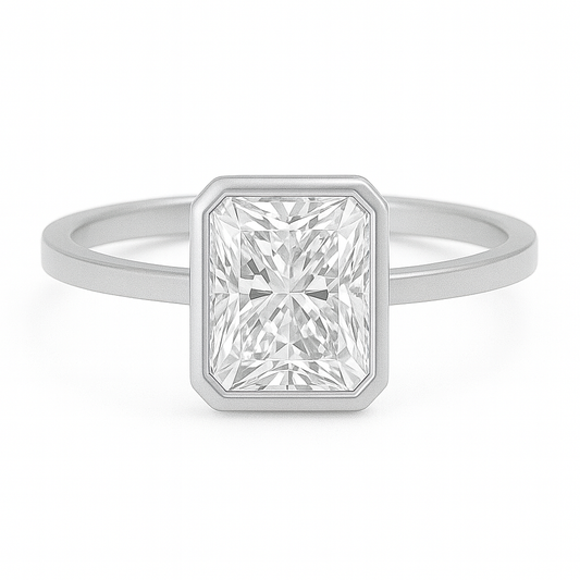 1 carat radiant cut moissanite engagement ring in gold-plated sterling silver – ethical diamond alternative jewellery in Sydney, Australia