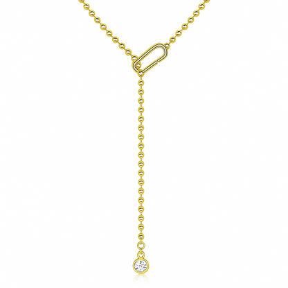 Beaded Necklace with Moissanite Drop & Link Detail