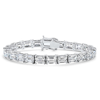 east west set Emerald cut moissanite tennis bracelet in white gold – ethical diamond alternative Australia