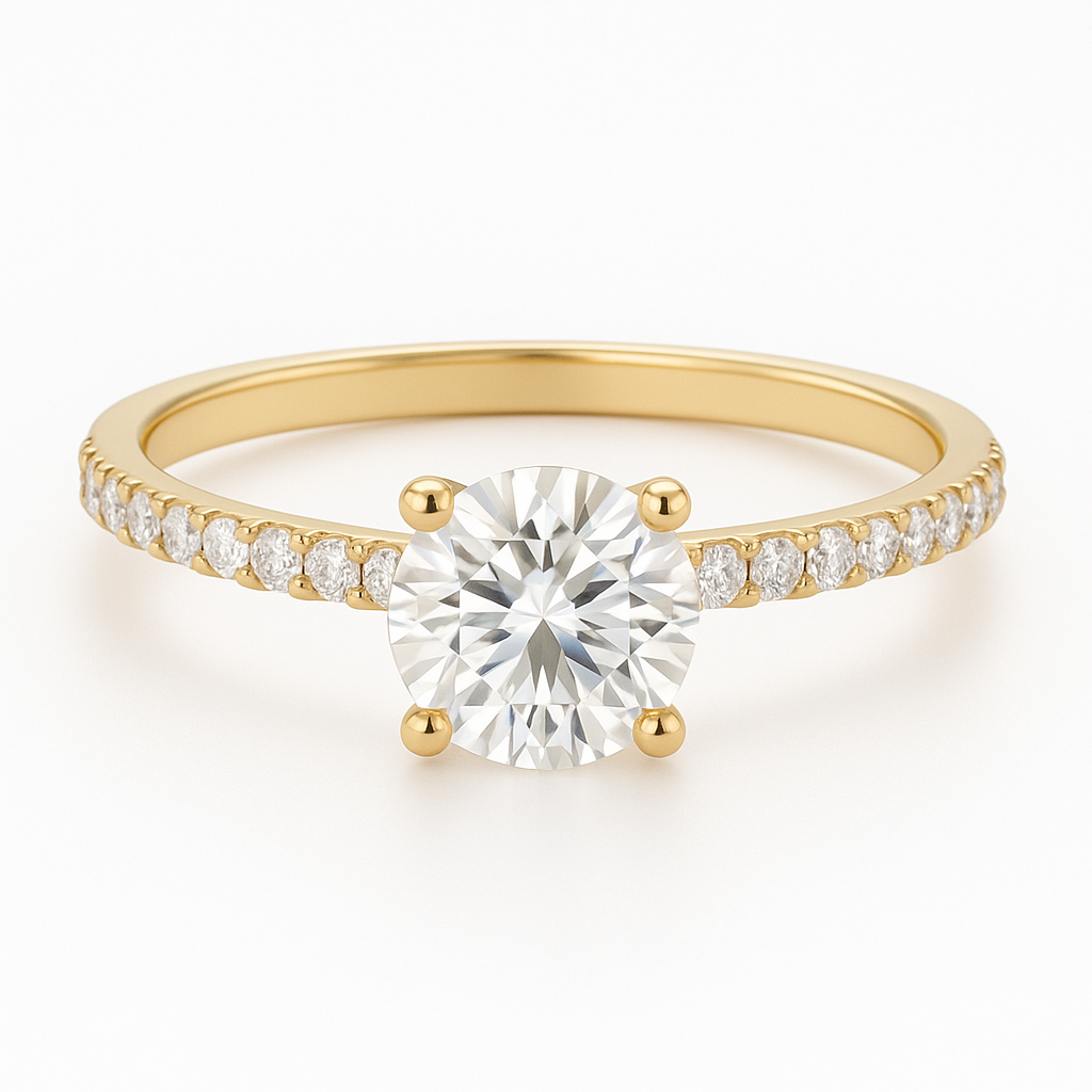0.5 Carat Round Moissanite Petite Ring