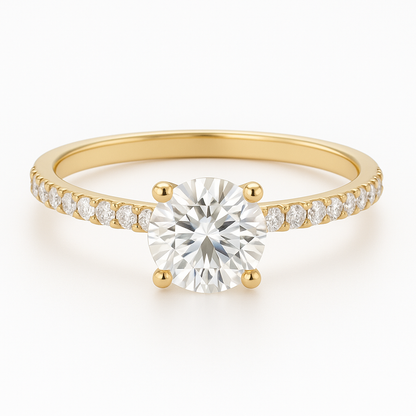 0.5 Carat Round Moissanite Petite Ring