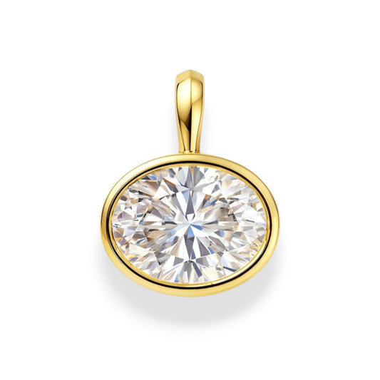 Oval Cut Moissanite Bezel Attachable Pendant