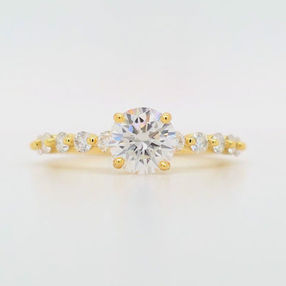 Round Cut Accent Band Moissanite Ring