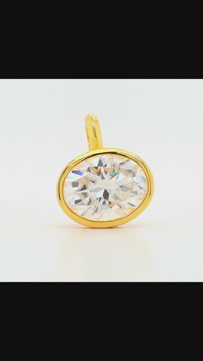 Oval Cut Moissanite Bezel Attachable Pendant
