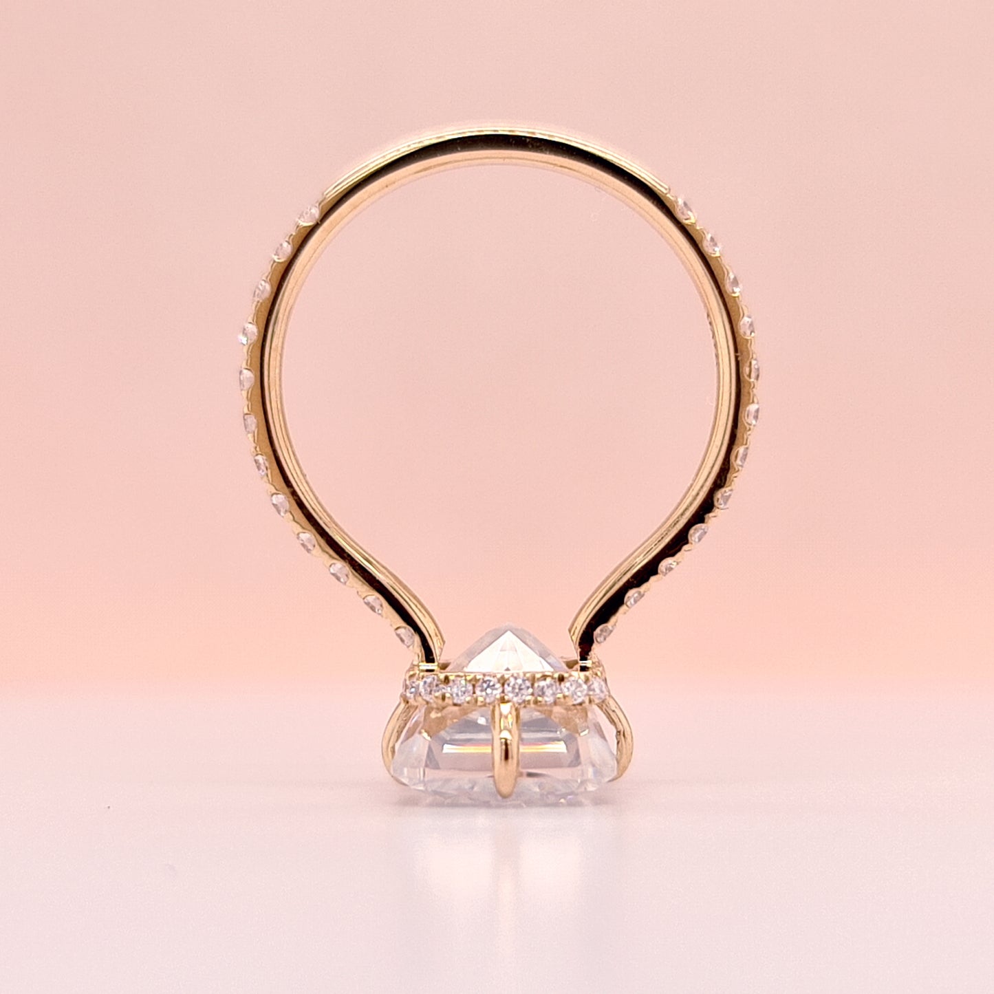 5.2ct Radiant Cut Crushed Ice Moissanite Floating Engagement Ring